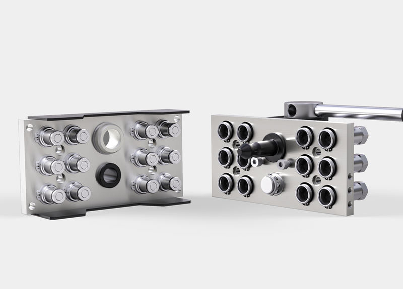 HTM multi-coupling plates for hydraulic systems with multiple quick-connect ports for simultaneous fluid line connections