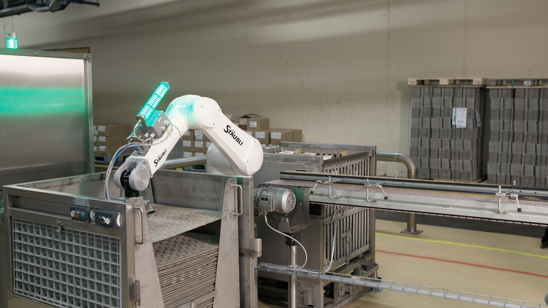 Robotic palletizing in large retailers industry.